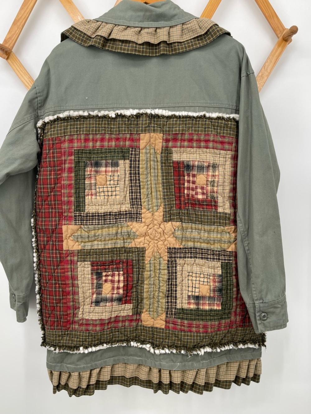 Forever 21 Olive Green Utility Jacket with Handmade Patchwork Accents - Picture 7 of 7